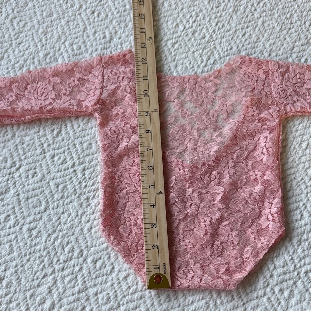 Baby Girl Lace Romper Bodysuit Photography Props Outfit Pink